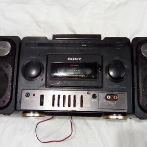 Sony Black and Silver Boombox Vintage
